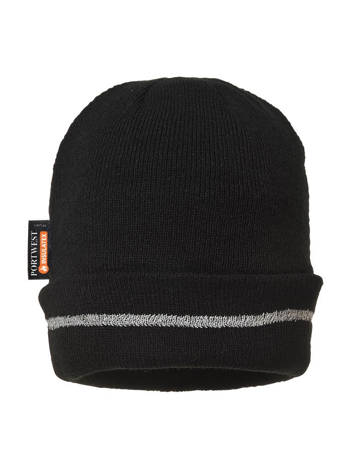 Reflective Trim Knit Hat Insulatex Lined, , R, Black