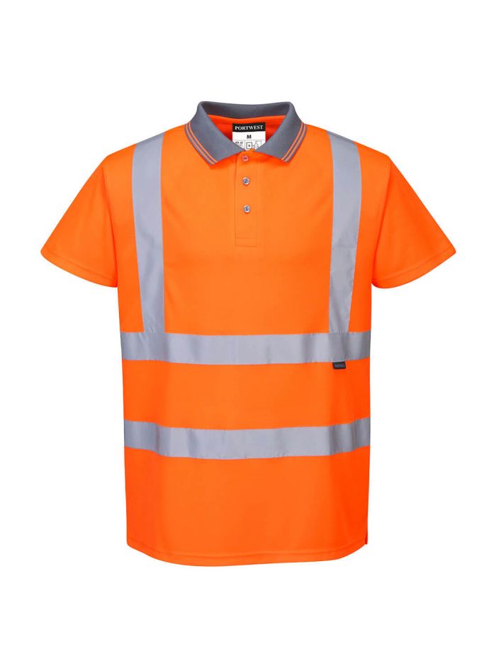 Hi-Vis Short Sleeve Polo, 4XL, T, Orange Tall