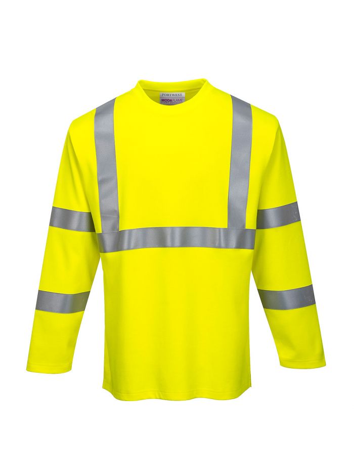 FR Hi-Vis Long Sleeve T-Shirt, 4XL, R, Yellow